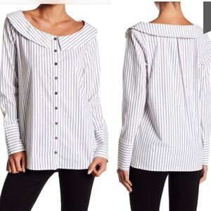 CAD Make More Striped Oversized Collar Tunic